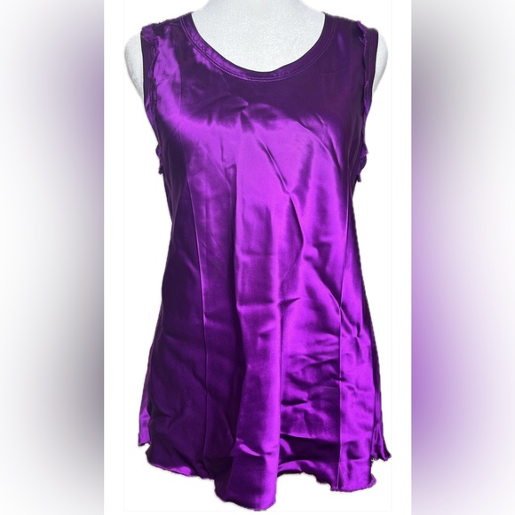 Helmut Lang Ultraviolet Satin Raw Edge Trim Sleeveless Top Size 4 - Picture 2 of 7